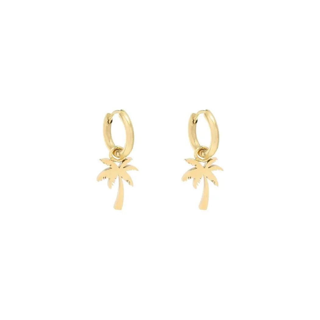 OORBELLEN SUMMER PALM - GOUD KLEUR STAINLESS STEEL - Five Twenty Eight
