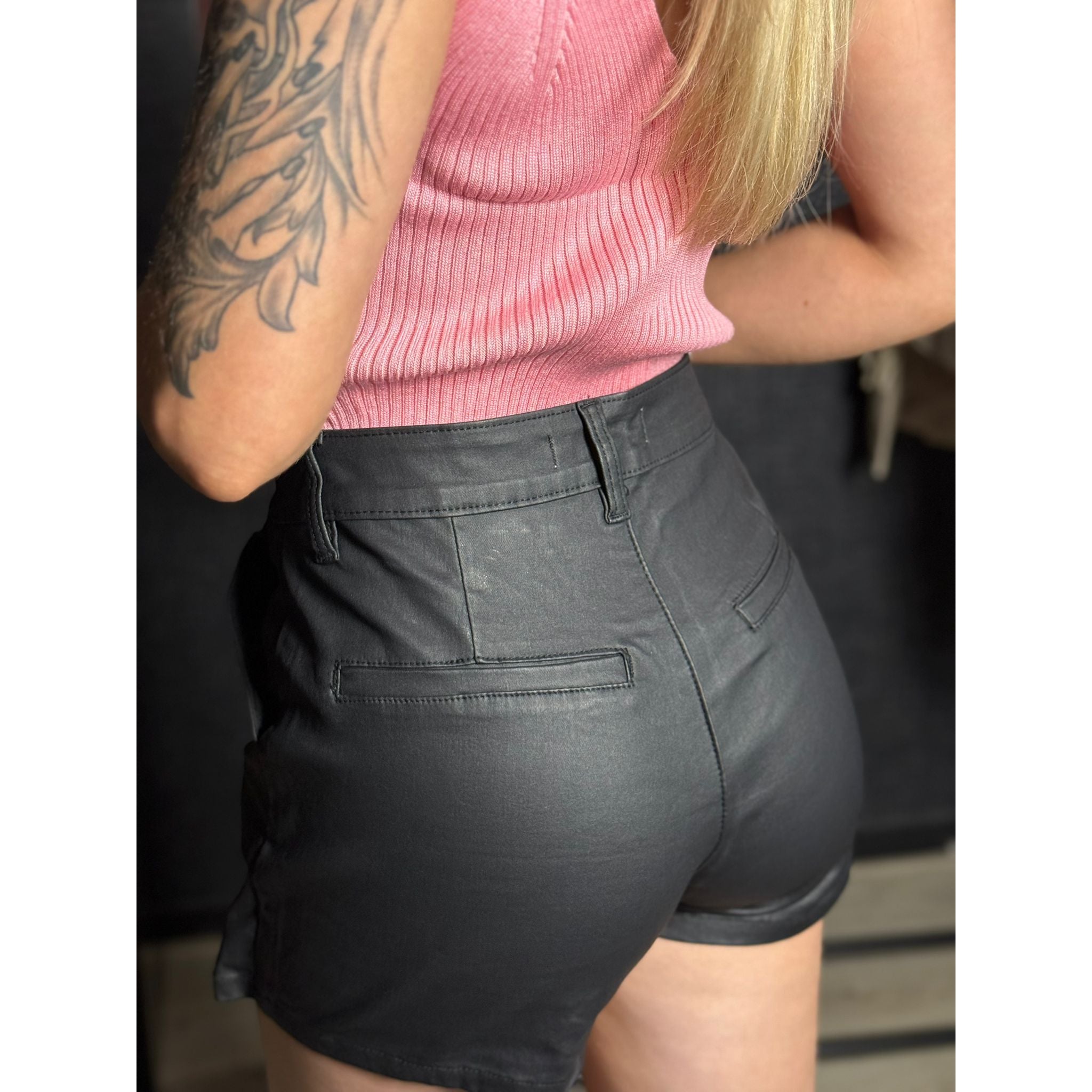 Oiled Faux Leather Skort