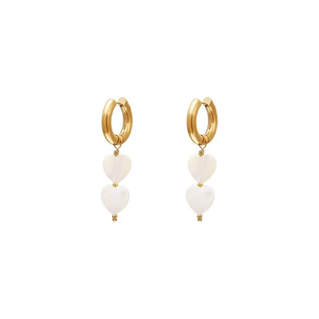 PARELHARTJES OORBELLEN - GOUD KLEUR STAINLESS STEEL - Five Twenty Eight