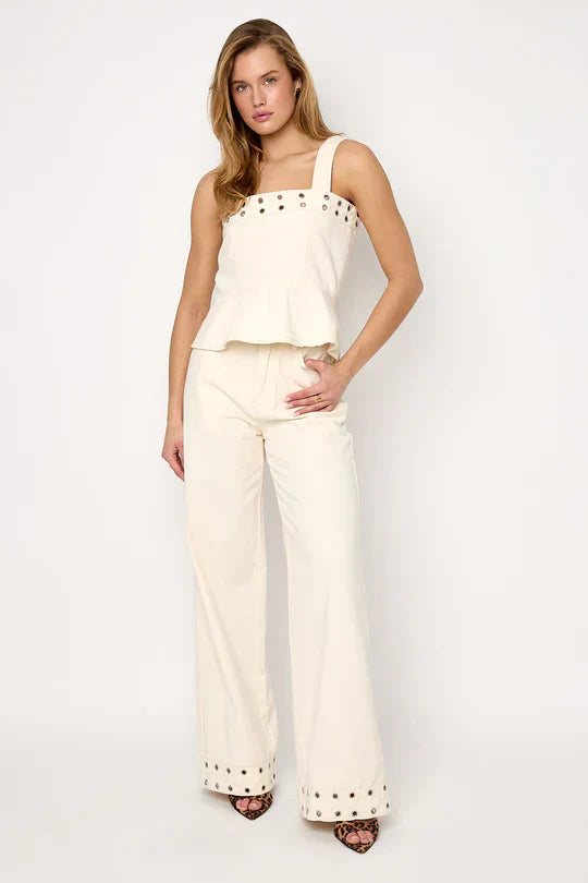 Eyelet denim set: de perfecte combinatie
