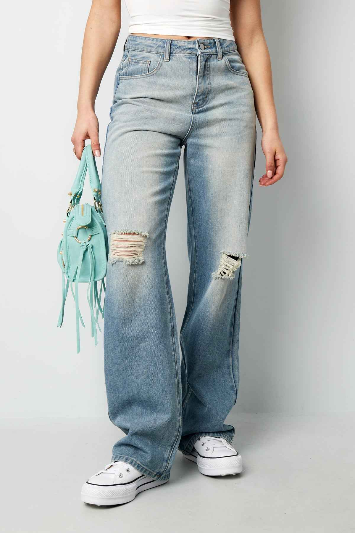 Ripped Straight Leg Jeans