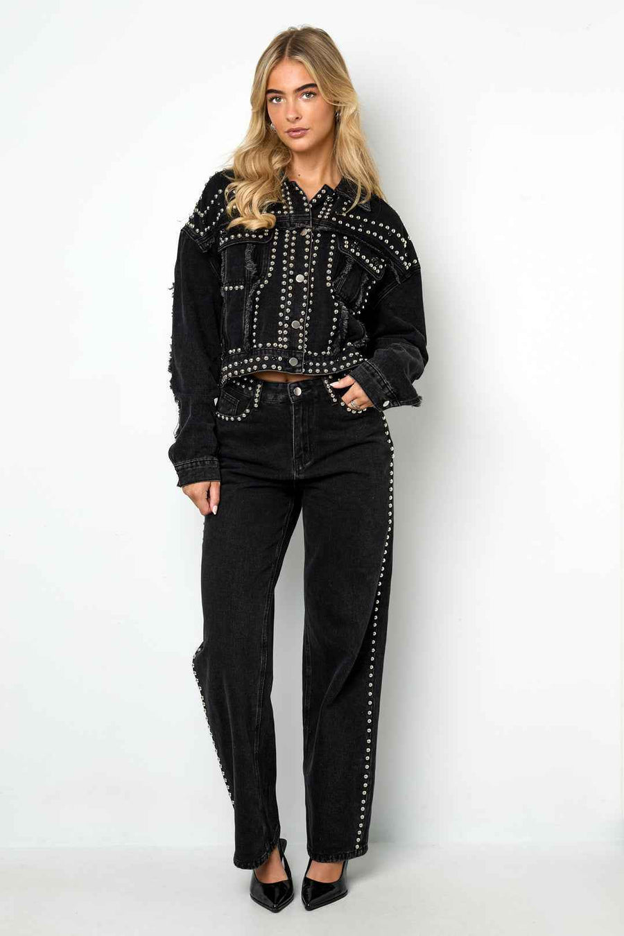 Studded Denim Jacket Dames