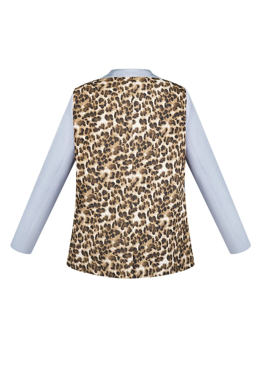 Babyblauwe blazer met panterprint