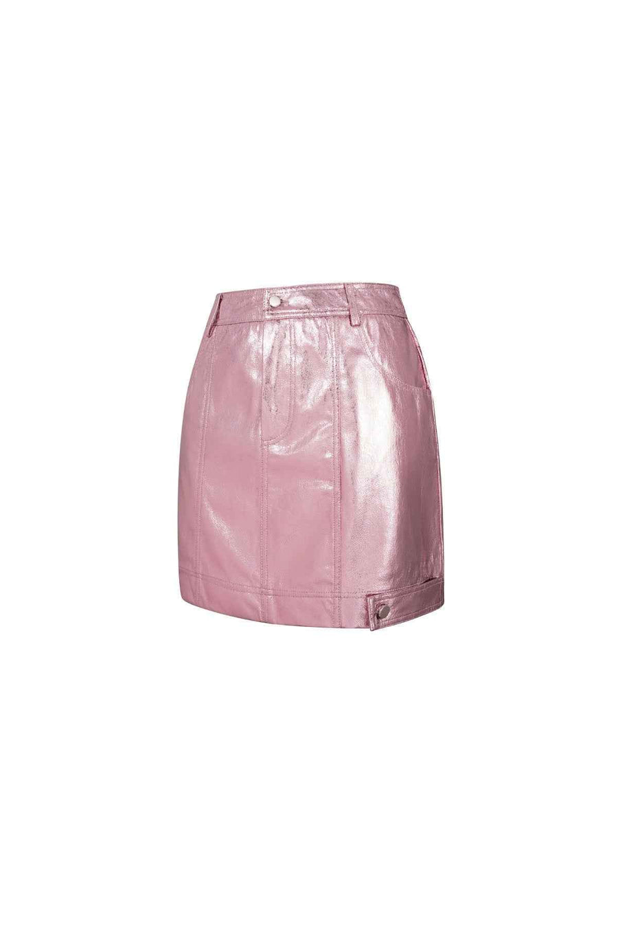 Leather Look Mini Rok – Glossy Fit