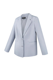 Babyblauwe blazer met panterprint