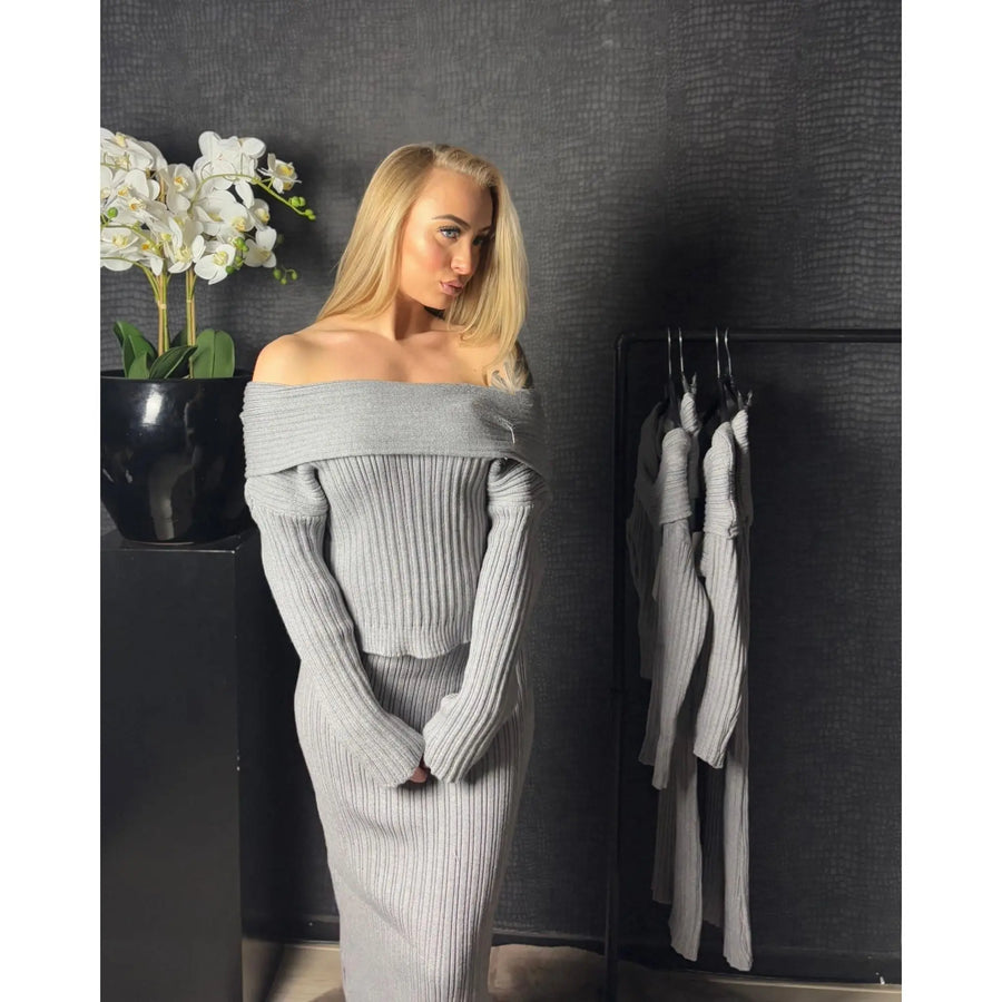 OFF SHOULDER SET - GRIJS - Five Twenty Eight