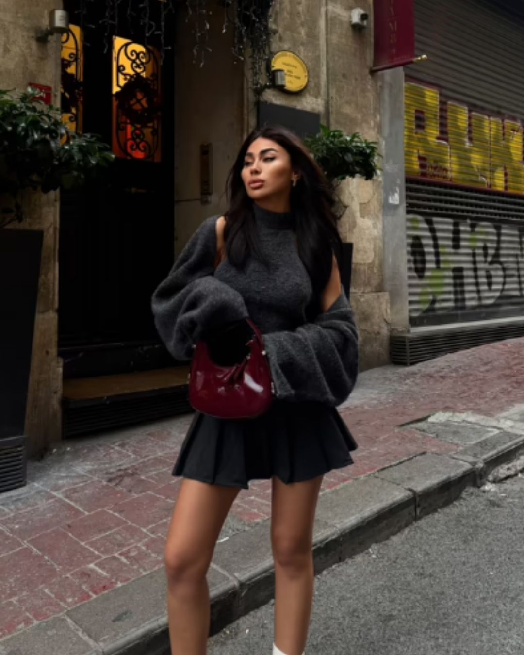 Bouclé gebreide bolero trui