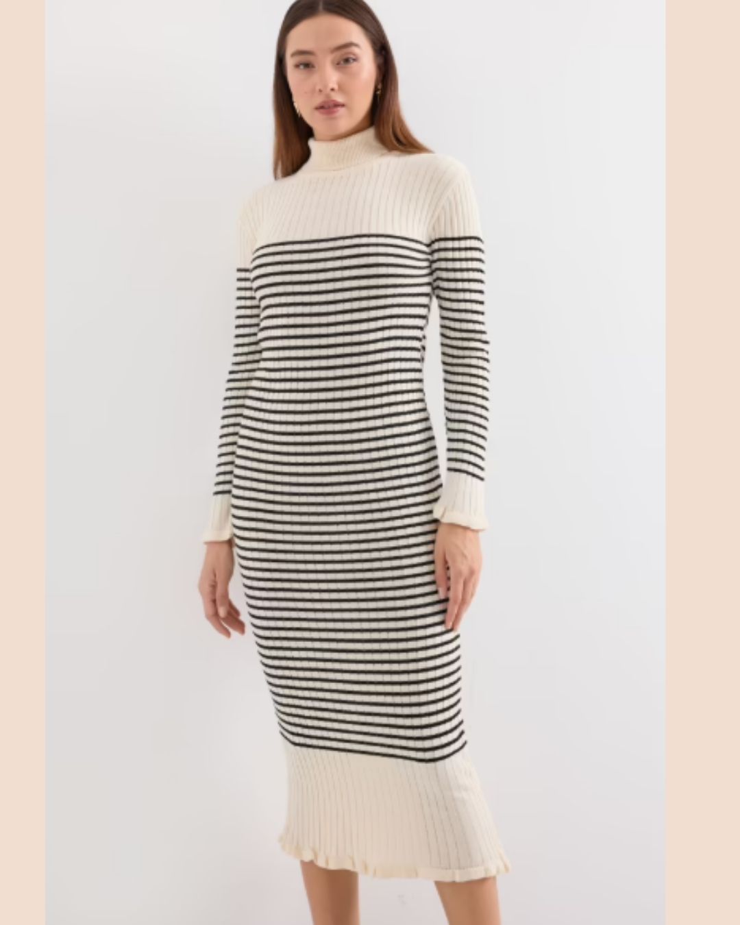 Jurkje gestreept in beige en zwart