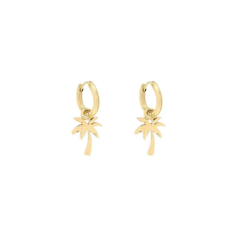 OORBELLEN SUMMER PALM - GOUD KLEUR STAINLESS STEEL - Five Twenty Eight