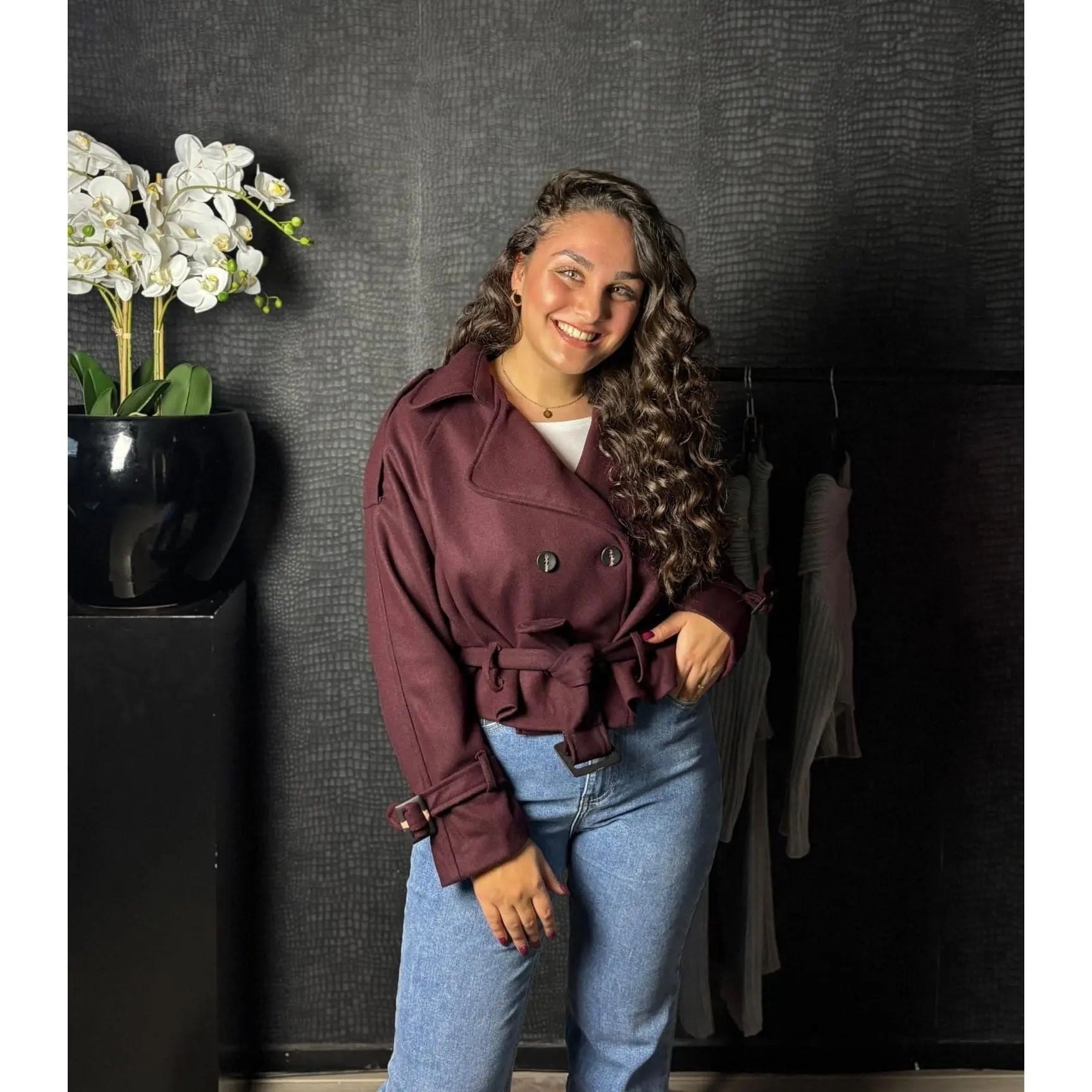 TRENCHCOAT CROP - BORDEAUXROOD - Five Twenty Eight