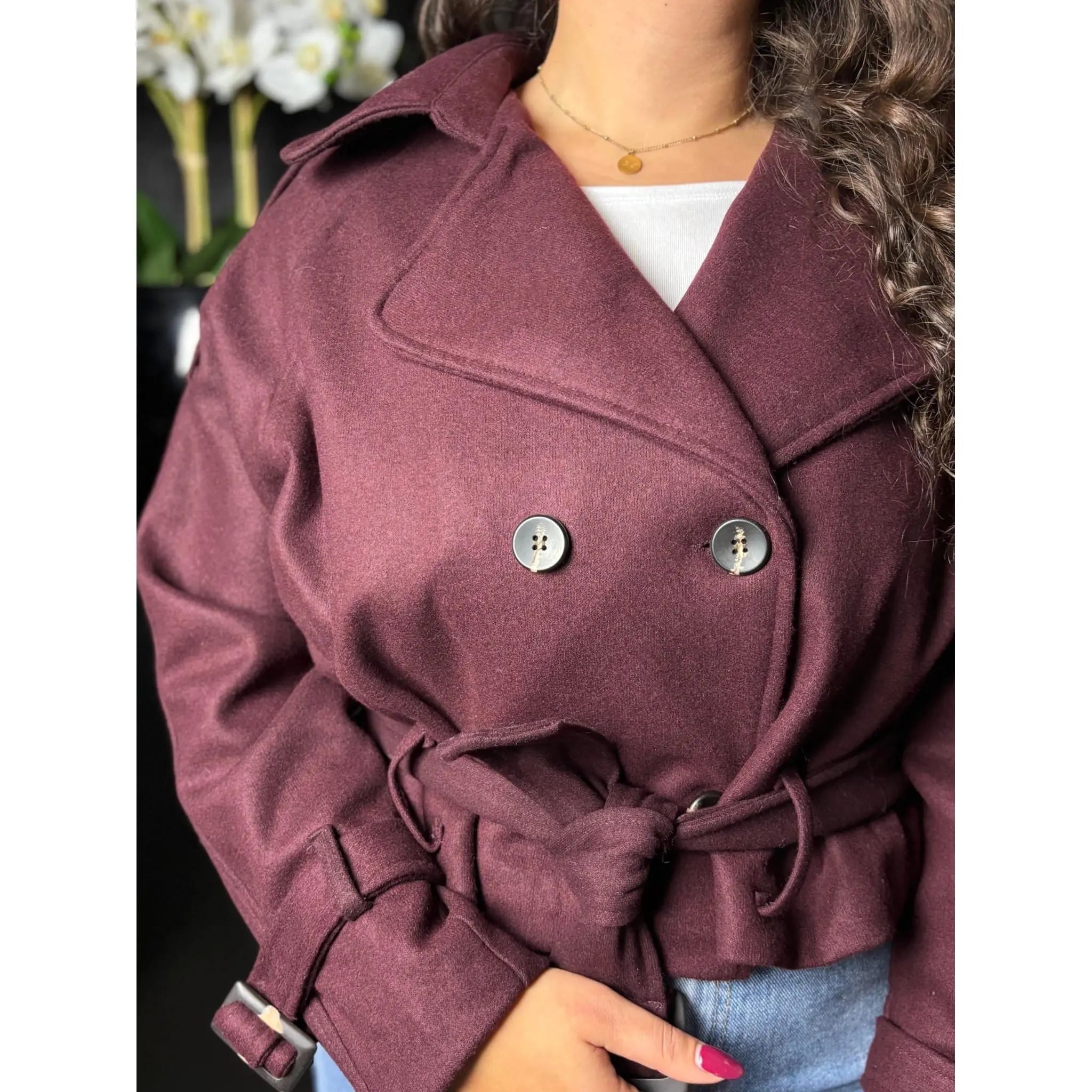 TRENCHCOAT CROP - BORDEAUXROOD - Five Twenty Eight
