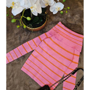 OFF SHOULDER TOP GESTREEPT - ROZE-ORANJE - Five Twenty Eight