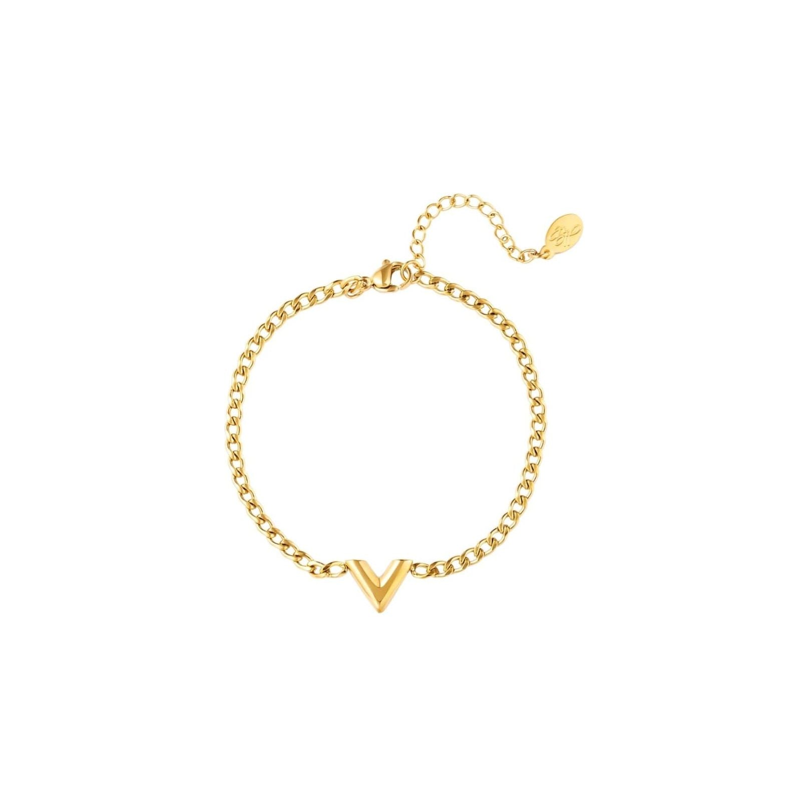 Armband Letter V – Goudkleur - Five Twenty Eight