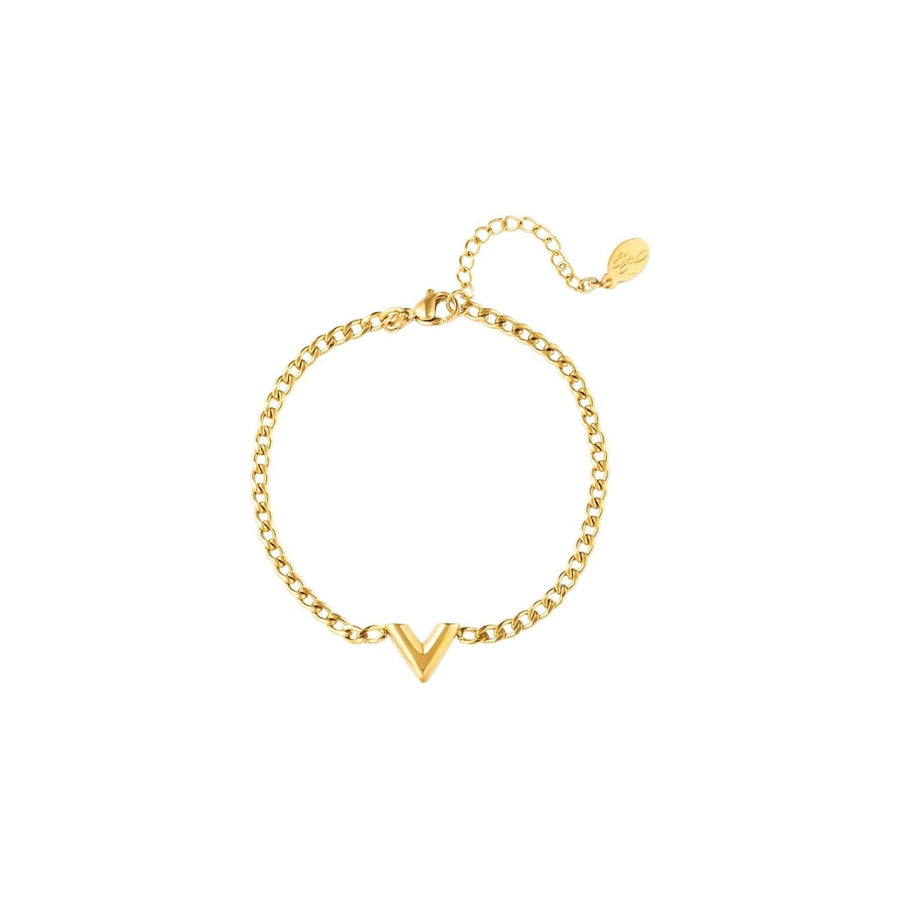 Armband Letter V – Goudkleur - Five Twenty Eight