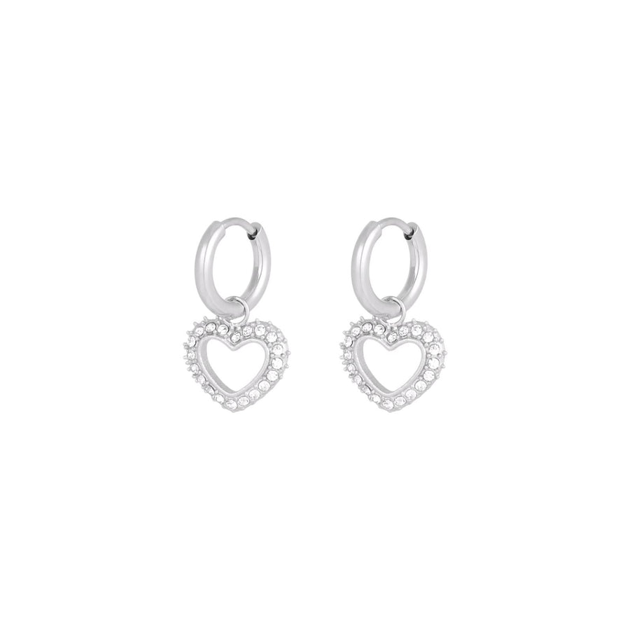 Oorbellen Hart Diamant – Zilverkleurig