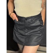 Oiled Faux Leather Skort