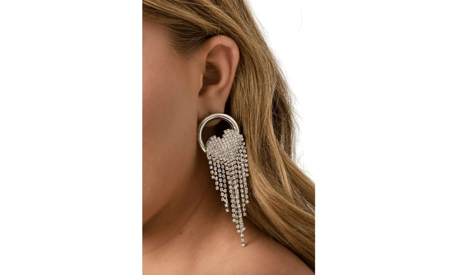 diamanten hart drip oorbellen