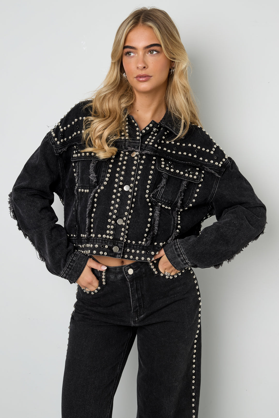 Studded Denim Jacket Dames