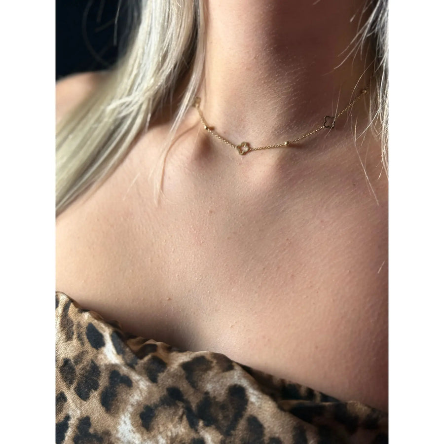KETTING OPEN KLAVERS - GOUD KLEUR STAINLESS STEEL - Five Twenty Eight