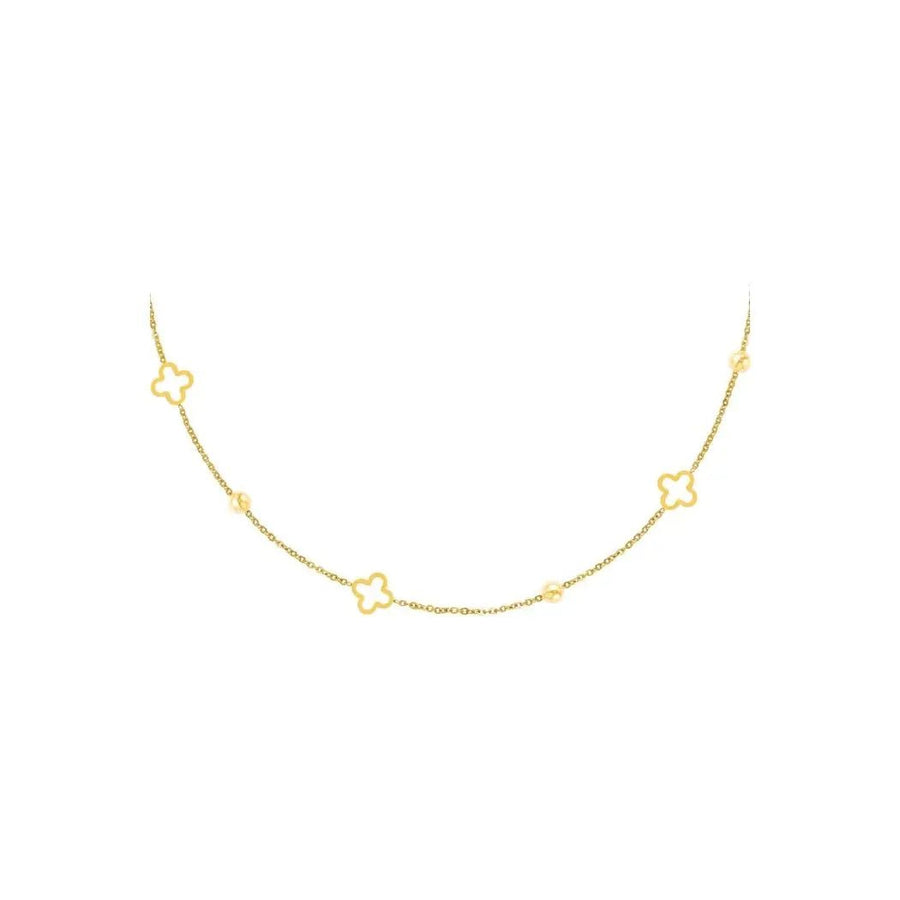 KETTING OPEN KLAVERS - GOUD KLEUR STAINLESS STEEL - Five Twenty Eight