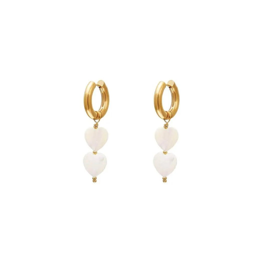 PARELHARTJES OORBELLEN - GOUD KLEUR STAINLESS STEEL - Five Twenty Eight