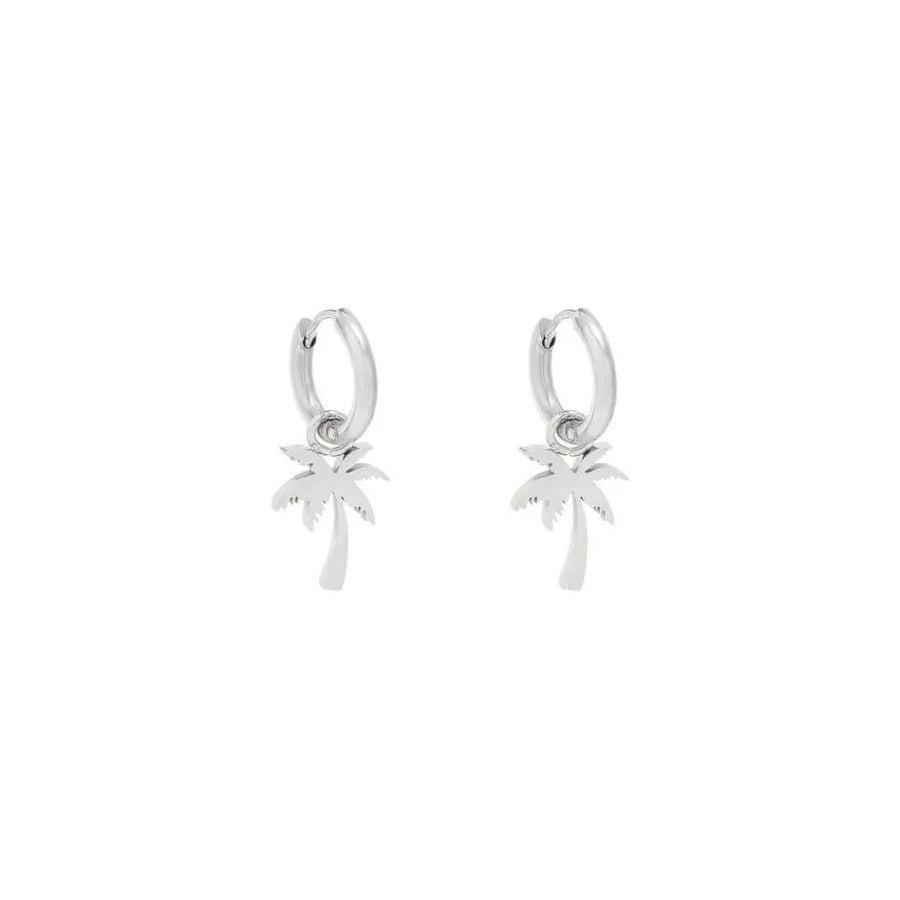 OORBELLEN SUMMER PALM - ZILVER STAINLESS STEEL - Five Twenty Eight