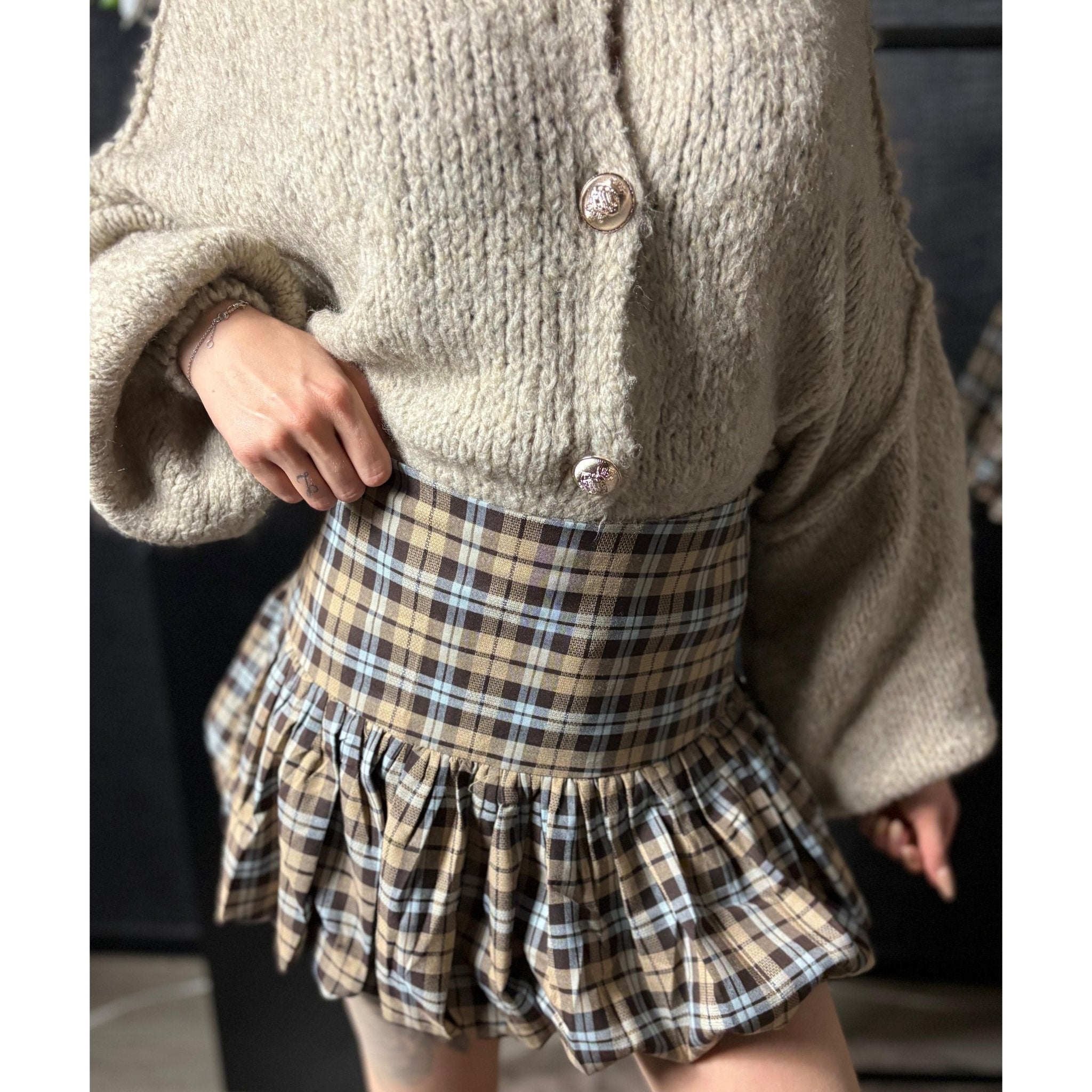 Plaid Ruffle Mini Skirt