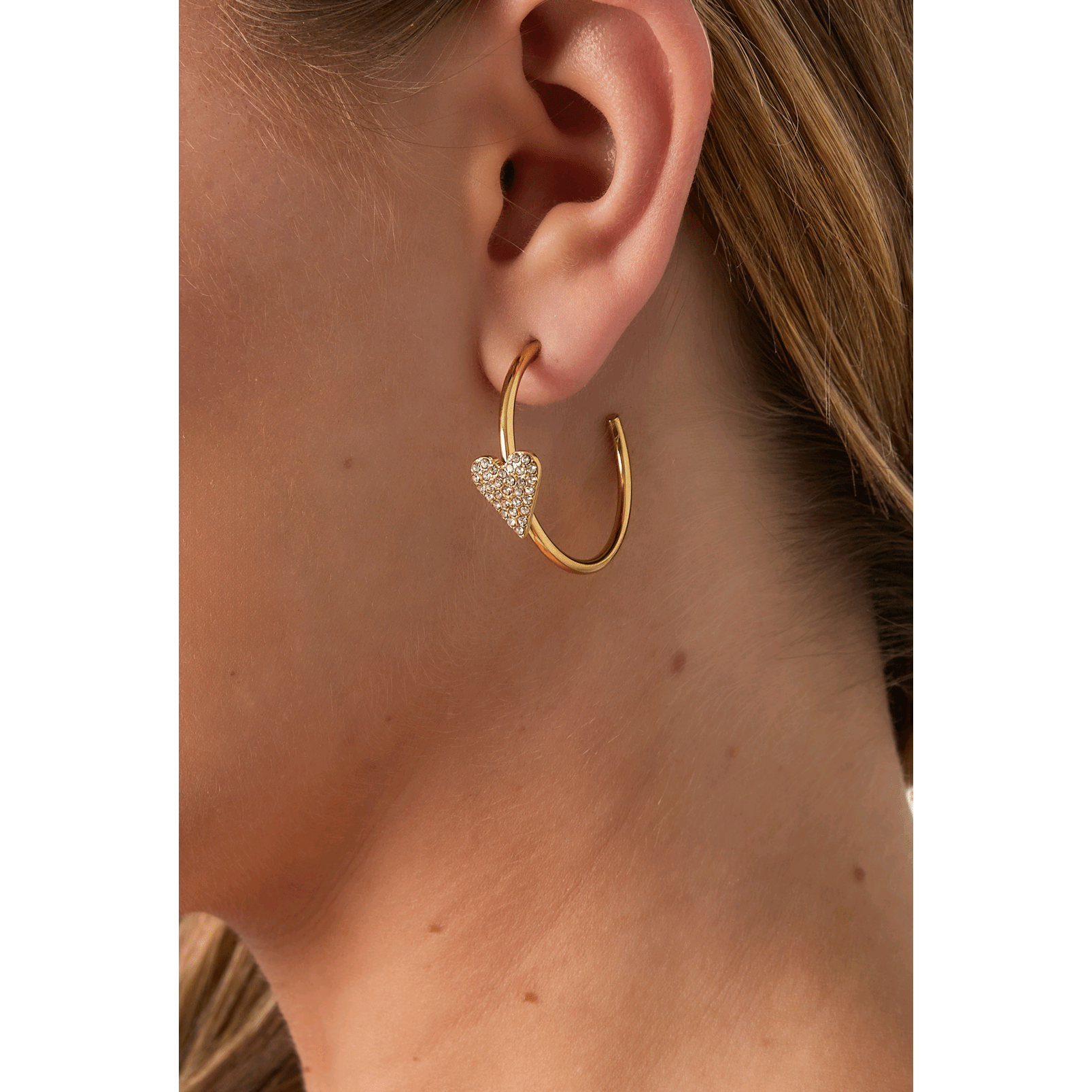 Golden Heart Sparkle Hoops