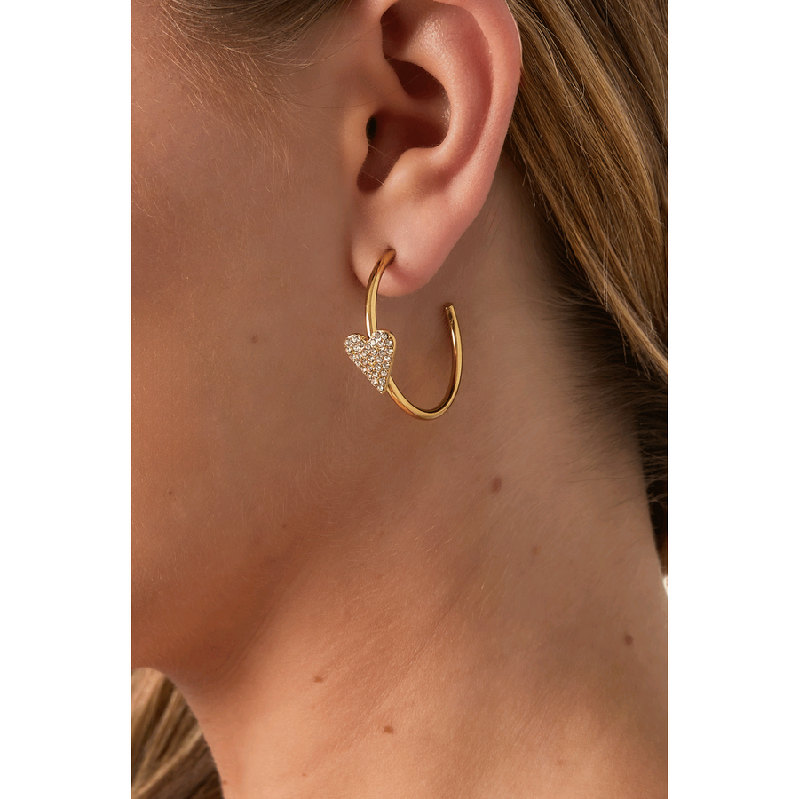 Golden Heart Sparkle Hoops