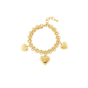 Golden Chunky Heart Charm Bracelet