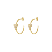 Golden Heart Sparkle Hoops