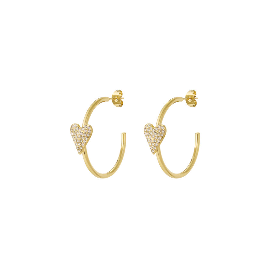Golden Heart Sparkle Hoops