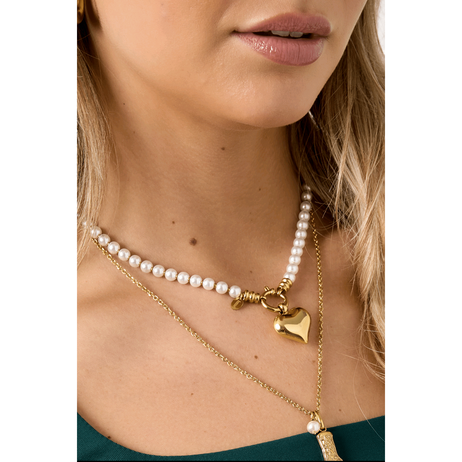 Pearl Heart Charm Necklace