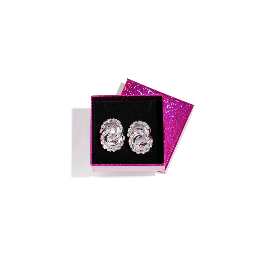 Crystal Swirl Statement Earrings