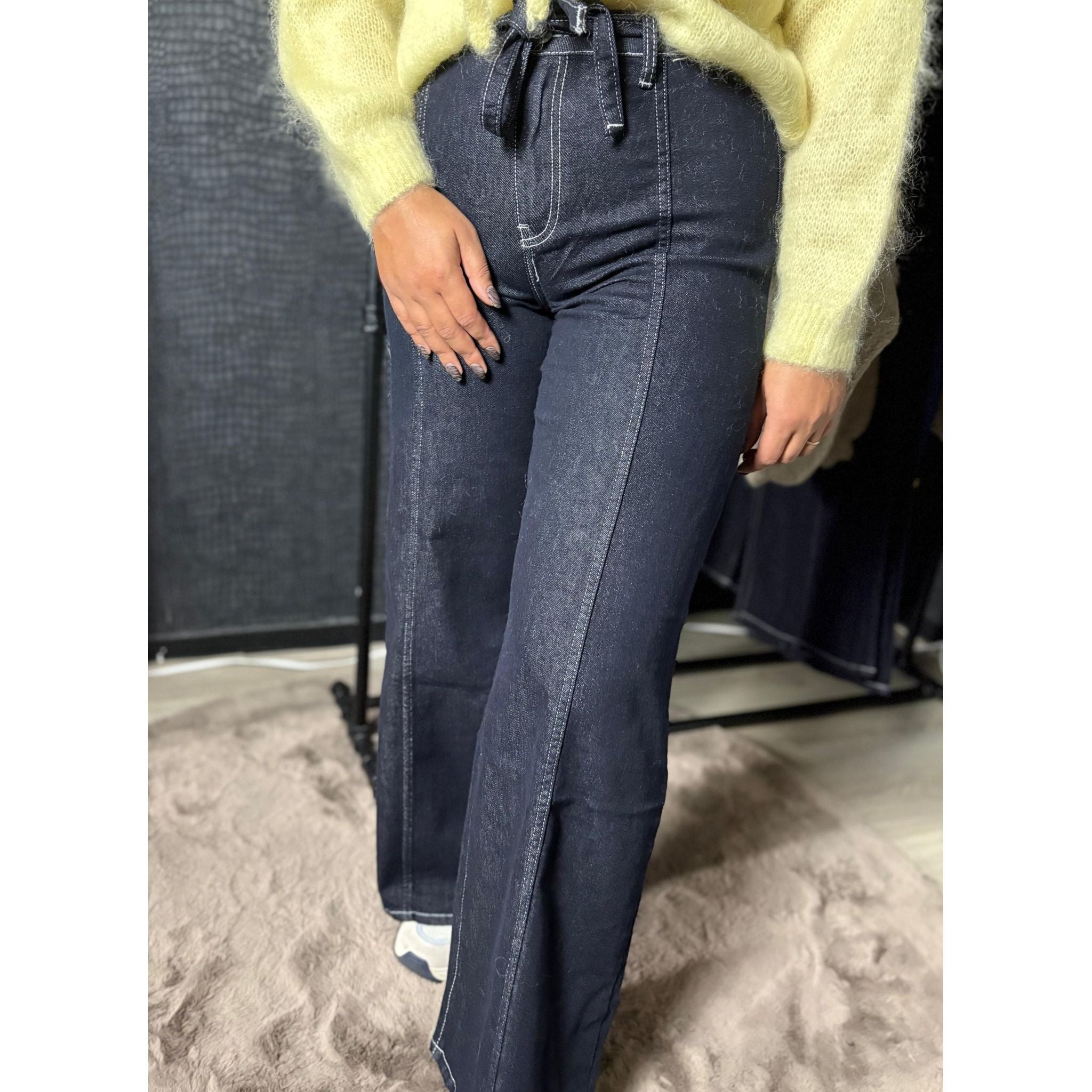High Waist Flare Jeans - Donkerblauw