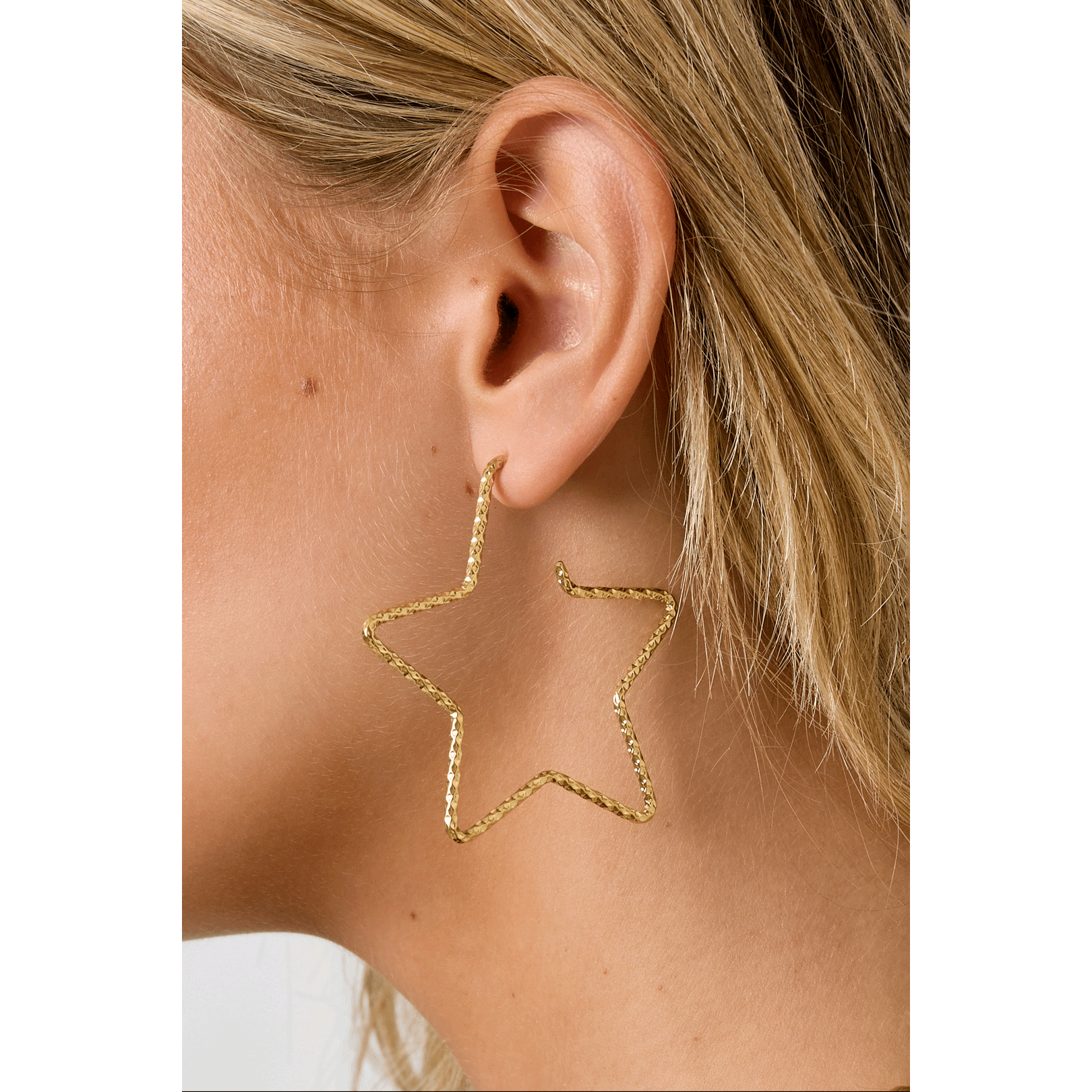Golden Star Hoop Earrings