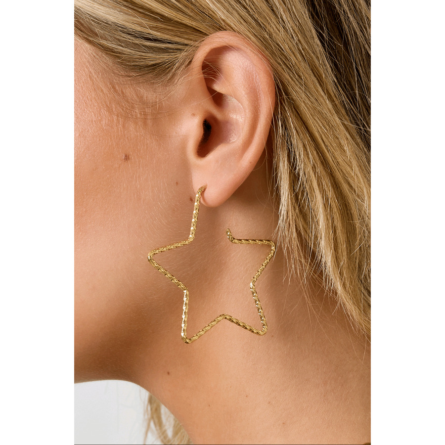 Golden Star Hoop Earrings